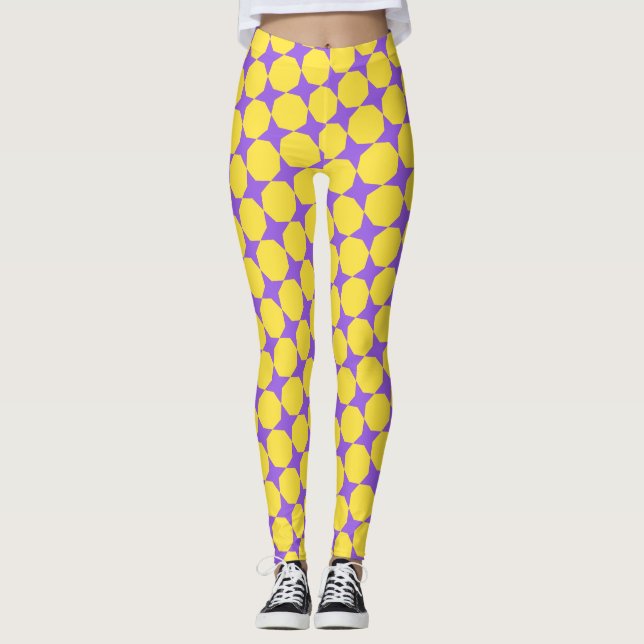 Bacteria Yellow Violet Minimal Pattern Leggings (Front)