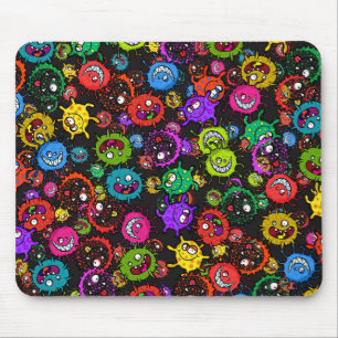 Bacterial Epidemic Cartoon Germ Explosion Mouse Mat