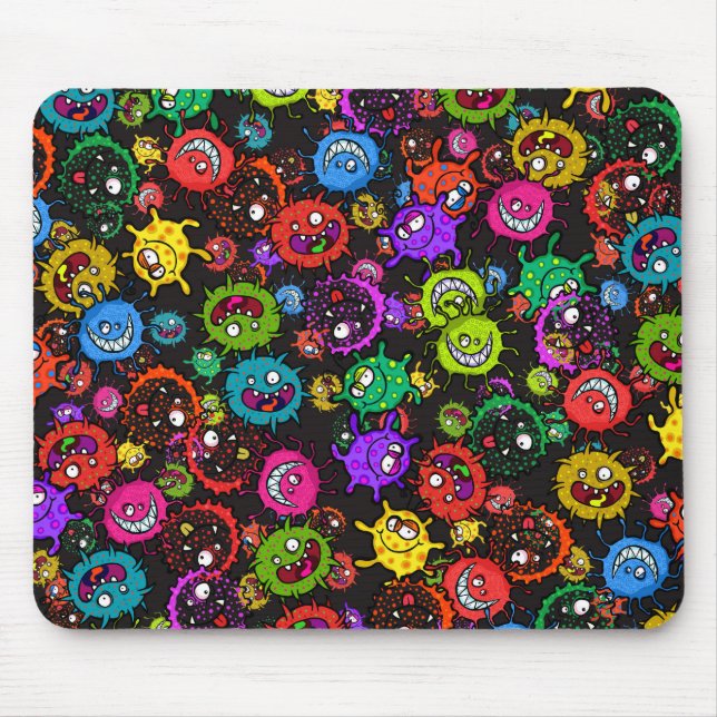 Bacterial Epidemic Cartoon Germ Explosion Mouse Mat (Front)