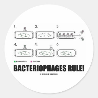 Bacteriophages Rule! (Bacteria Virus DNA) Classic Round Sticker
