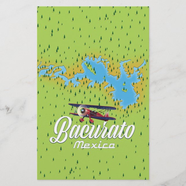 Bacurato mexico Lake map Stationery (Front)