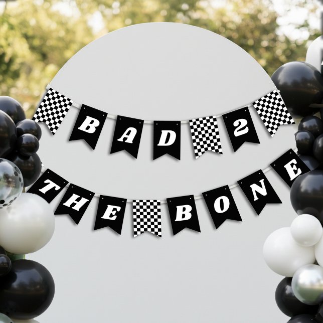 Bad 2 the Bone Chequered 2nd Birthday Bunting (Creator Uploaded)