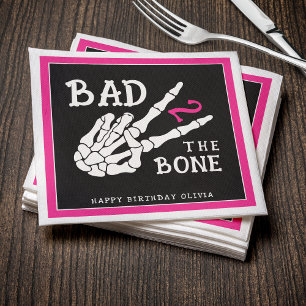 Bad 2 the Bone Skeleton 2nd Birthday Party Napkin