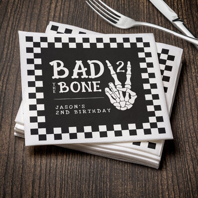 Bad 2 the Bone Skeleton 2nd Birthday Party Napkin (Creator Uploaded)