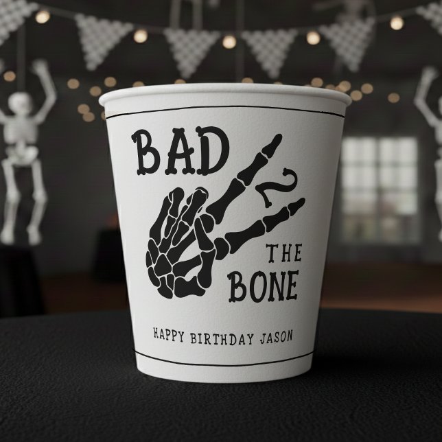 Bad 2 the Bone Skeleton 2nd Birthday Party Paper Cups (Creator Uploaded)
