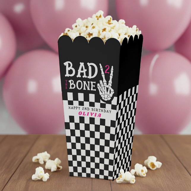 Bad 2 the Bone Skeleton Pink 2nd Birthday Party Favour Box (Bad 2 the Bone Skeleton Pink 2nd Birthday Party Favor Boxes
)