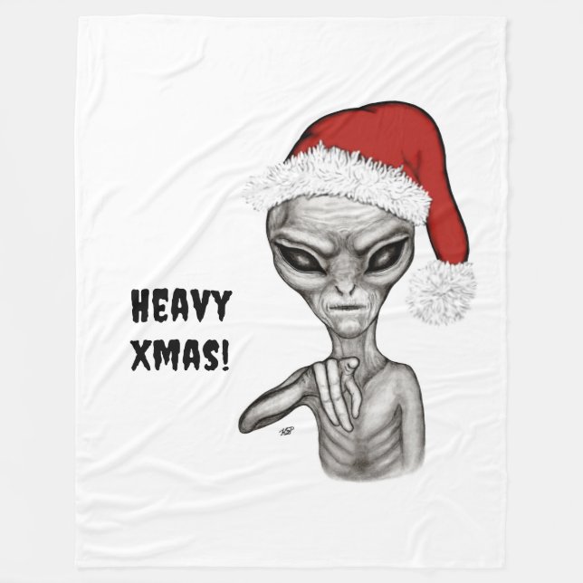 Bad Alien , Heavy Xmas ! Fleece Blanket (Front)