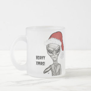 Bad Alien , Heavy Xmas ! Frosted Glass Coffee Mug