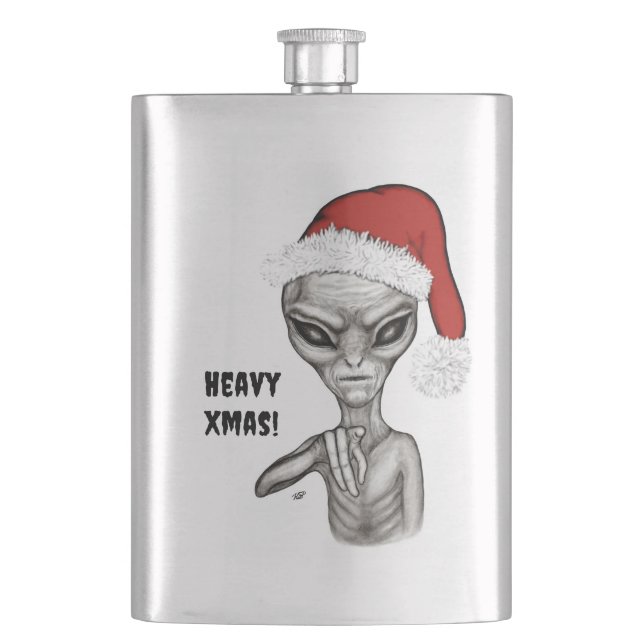 Bad Alien , Heavy Xmas ! Hip Flask (Front)