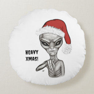 Bad Alien , Heavy Xmas ! Round Cushion