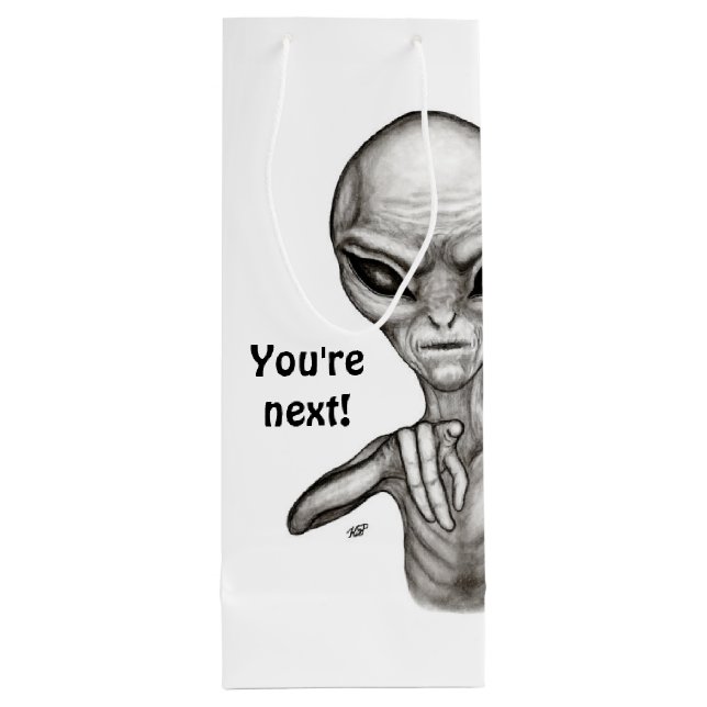 Bad Alien , You're next ! Wine Gift Bag (Back)