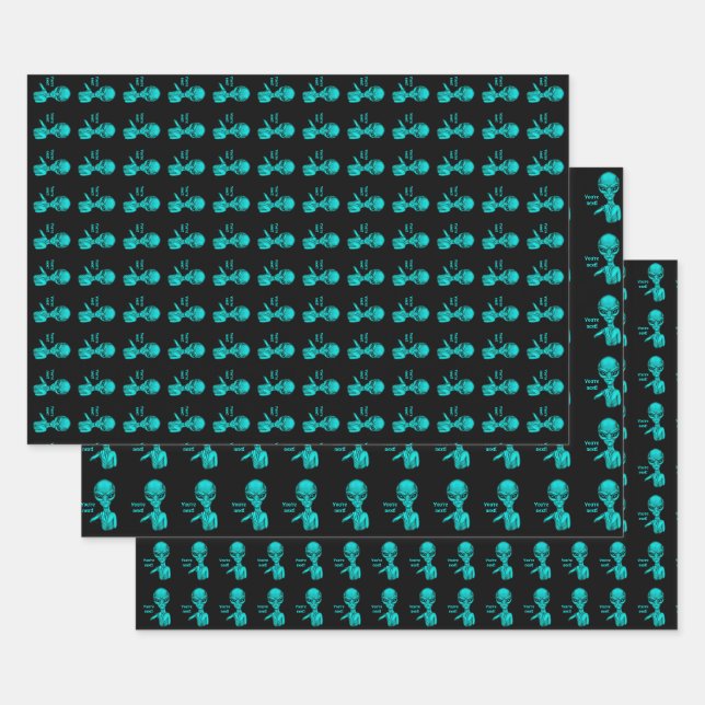 Bad Alien , You're next ! Wrapping Paper Sheet (Set)