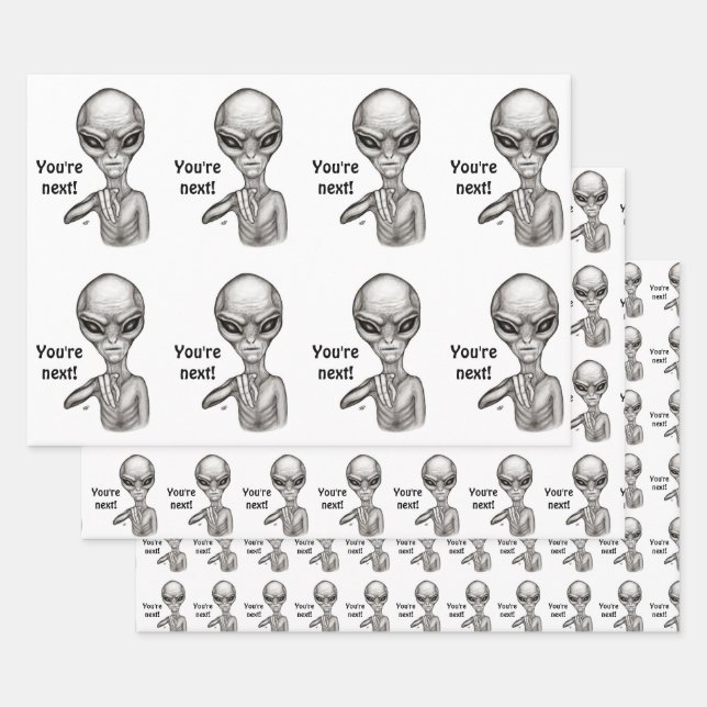 Bad Alien , You're next ! Wrapping Paper Sheet (Set)