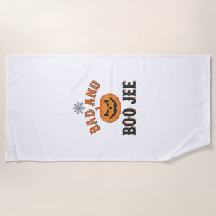 Bad And Boo Jee Halloween Pumpkin Graphic_1 Beach Towel