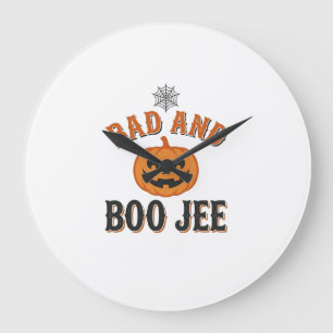 Bad And Boo Jee Halloween Pumpkin Graphic_1 Large Clock