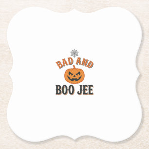 Bad And Boo Jee Halloween Pumpkin Graphic_1 Paper Coaster