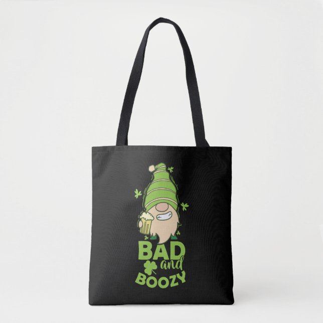Bad and Boozy St. Patricks Day Tote Bag (Front)