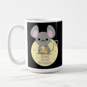 Bad and Classy Kawaii Rat Eating Cheese Yellow Coffee Mug