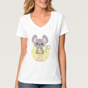 Bad and Classy Kawaii Rat Eating Cheese Yellow T-Shirt