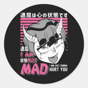 Bad Anime Girl Otaku Angry Manga Devil Classic Round Sticker