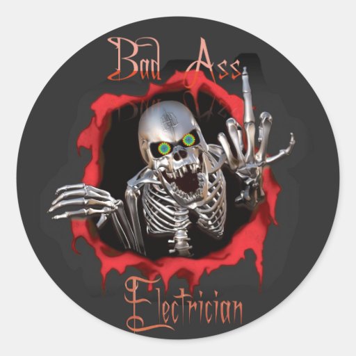 Image of Bad As_ Electrician Skull Sticker