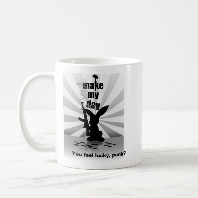 Bad-Ass Bunny with Rifle Coffee Mug (Left)