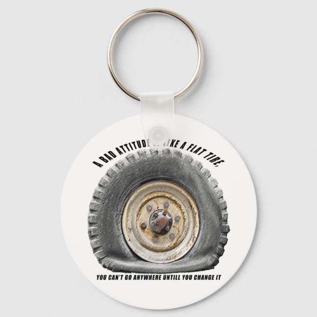 Bad Attitude Like Flat Tire Key Ring (Front)