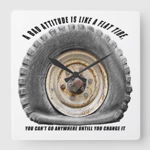 Bad Attitude Like Flat Tire Square Wall Clock