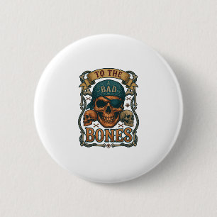 Bad Bones Pirate Skull Bandanna Rope Crossbones 6 Cm Round Badge