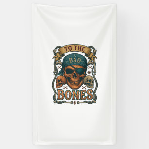 Bad Bones Pirate Skull Bandanna Rope Crossbones Banner