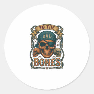 Bad Bones Pirate Skull Bandanna Rope Crossbones Classic Round Sticker