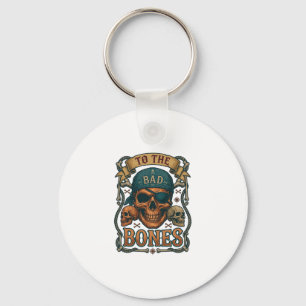 Bad Bones Pirate Skull Bandanna Rope Crossbones Key Ring