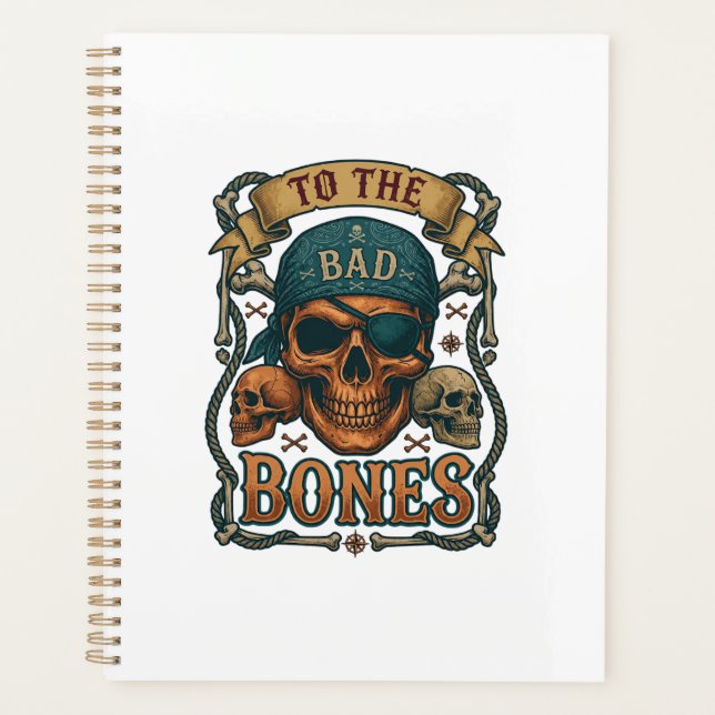Bad Bones Pirate Skull Bandanna Rope Crossbones Planner (Front)