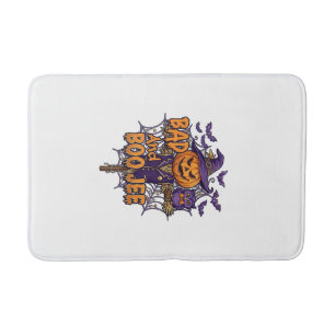 Bad Boo Jee Pumpkin Scarecrow Purple Owl Bats Bath Mat