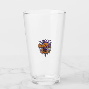 Bad Boo Jee Pumpkin Scarecrow Purple Owl Bats Glass
