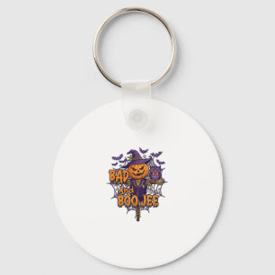 Bad Boo Jee Pumpkin Scarecrow Purple Owl Bats Key Ring