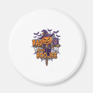 Bad Boo Jee Pumpkin Scarecrow Purple Owl Bats Magnet