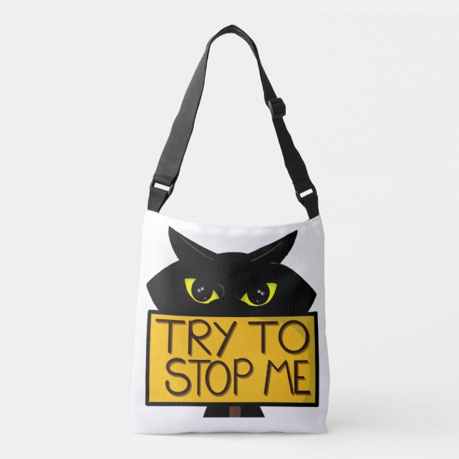 Bad Boogie -The Cat- "Try To" funny  Crossbody Bag (Front)