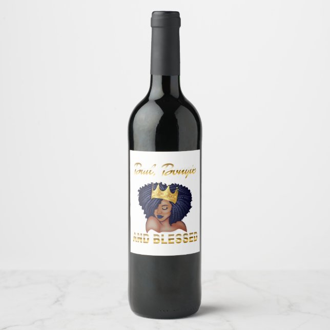 Bad Bougie And Blessed Bougie Gift For Women Black Wine Label (Front)