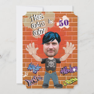 Bad Boy 50th Men's Birthday Funny Face Cut-out Invitation