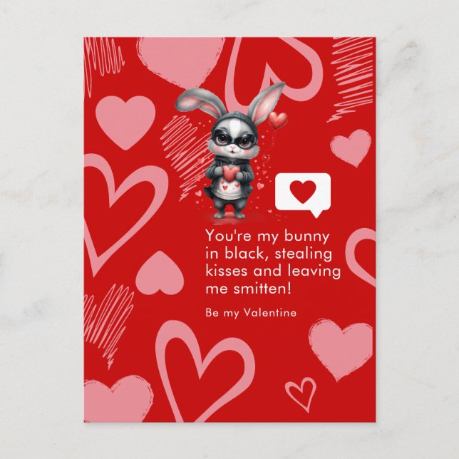 Bad Boy Bunny Love Thief Boyfriend Valentine's Day Postcard (Front)