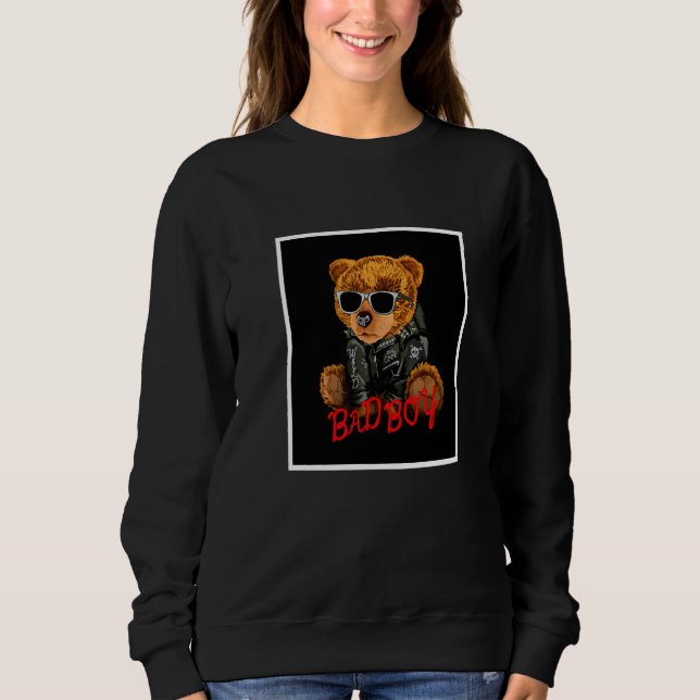 Bad Boy  Teddy Bear Illustration Graphic Style Sweatshirt (Front)