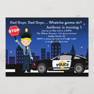 Bad Boys, Bad Boys in the City Birthday Invitation