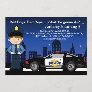 Bad Boys, Bad Boys in the City Birthday Invitation