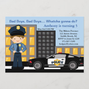 Bad Boys, Bad Boys Policeman Birthday Invitation