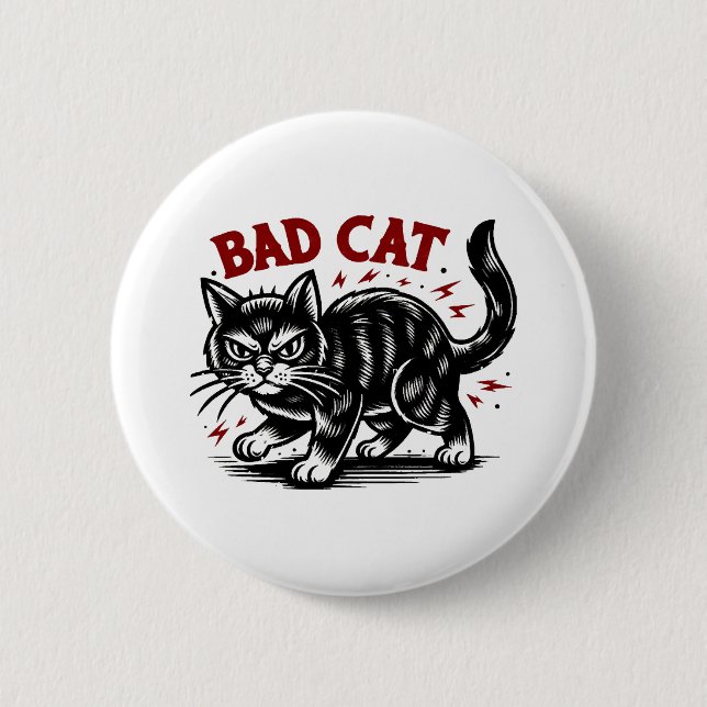 Bad Cat 6 Cm Round Badge (Front)