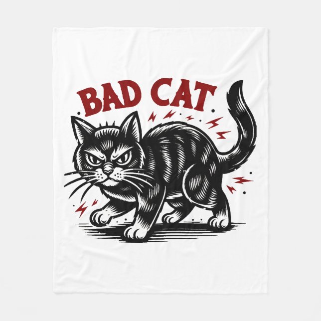 Bad Cat Fleece Blanket (Front)