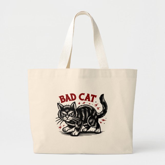 Bad Cat Large Tote Bag (Front)