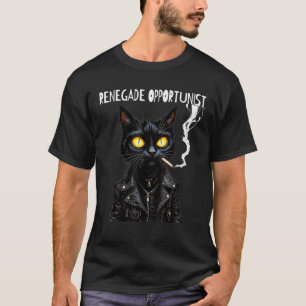 Bad Cat Naughty Up to No Good Smoking Renegade Bik T-Shirt