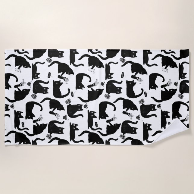 Bad Cats Knocking Stuff Over Beach Towel (Front)